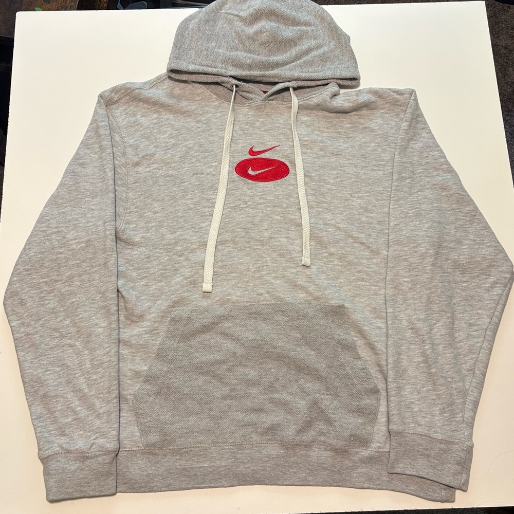 Vintage 2000s Y2K Nike Heather Grey Embroidered  Swoosh Logo Hoodie